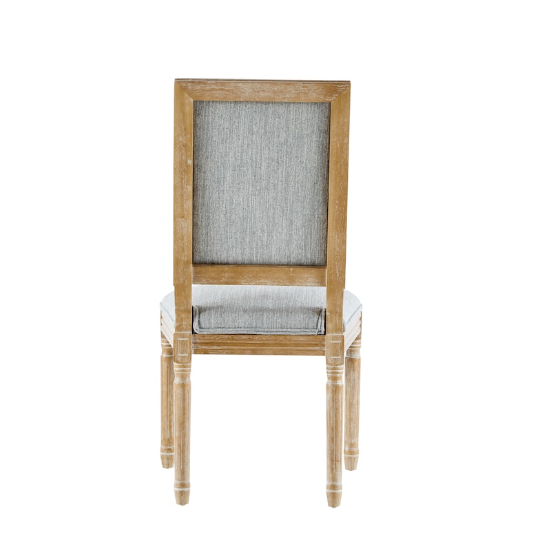 [Set of 6] French Country Dining Chairs Elegant Cane Backrest & Upholstered Seats with Fluted Legs Rustic Weathered Finish Solid