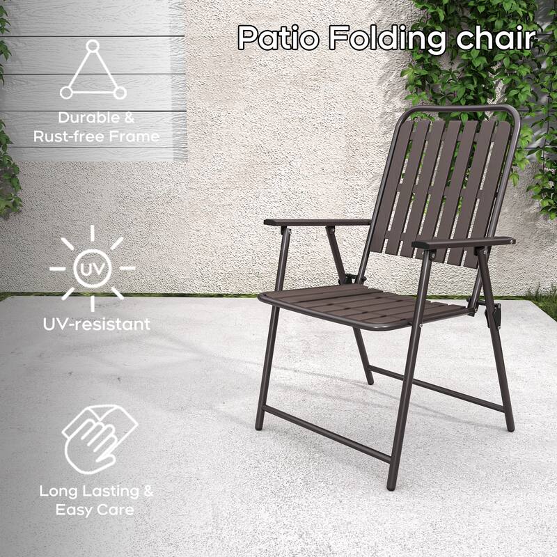 2-Piece Folding Chair, No Assembly Required, 350lb Capacity, Rust-Resistant & Stain-Proof for Balcony/Garde
