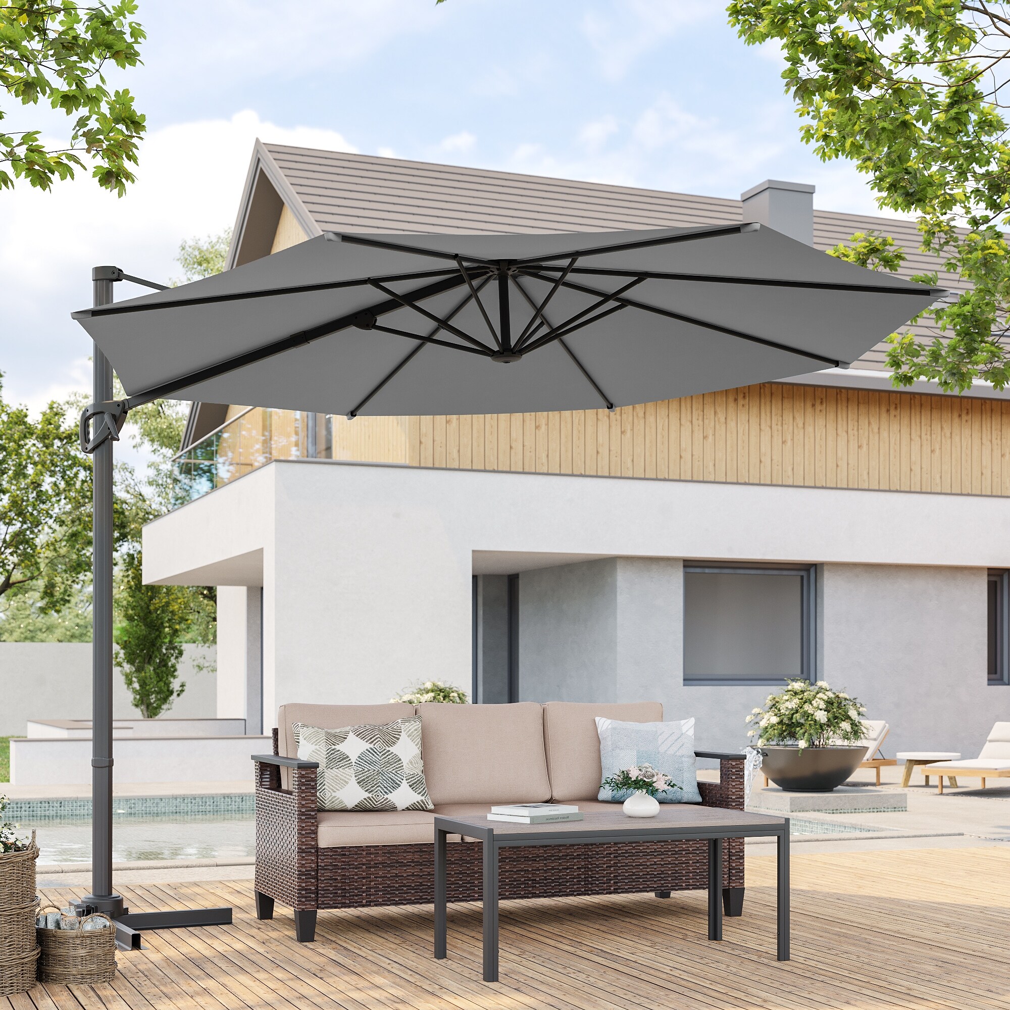 bonosuki 10ft patio umbrella aluminum outdoor offset cantilever ABCCANOPY Umbrellas Orange This umbrella features a 360 rotation and 5 adjustable angles BONOSUKI 10ft Patio Offset Umbrella