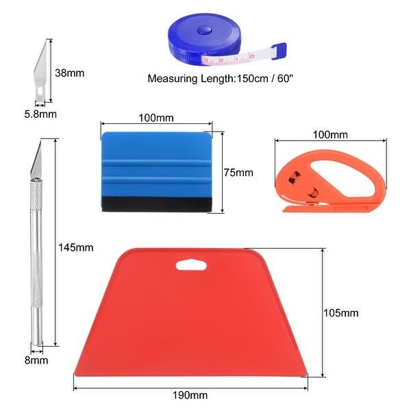 Window Film Tool Kit 10Pcs (Squeegee, Carving Knife & Blades, Tape