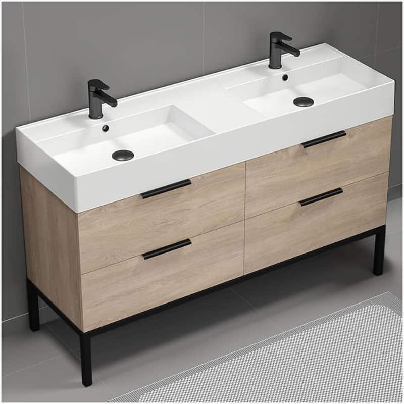 Nameeks Derin-5618-2 Derin 54" Free Standing Double Basin Vanity Set