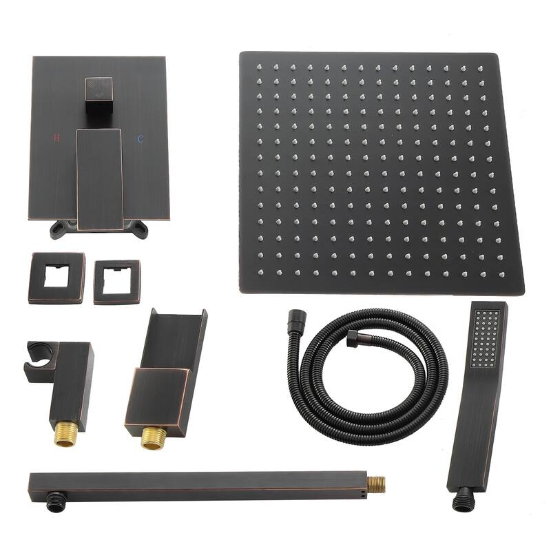 Topcraft 12-Inch Wall Mounted Square Shower System with Rough-in Valve - 12*12