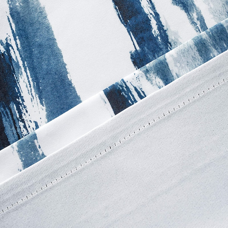 Ink Blue Brush Pattern Blackout Curtain Panel