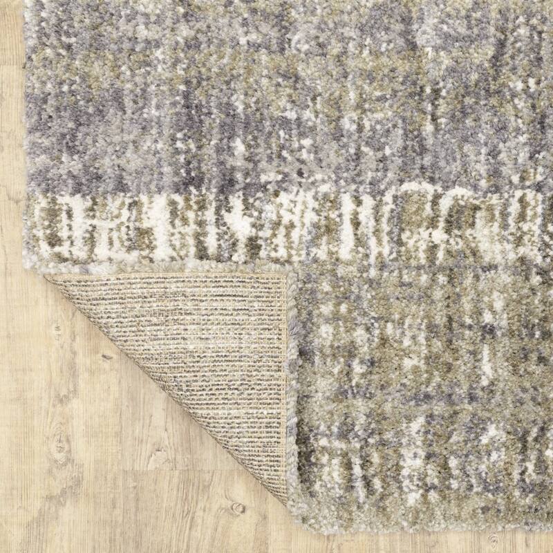 8'x10' Grey and Ivory Abstract Lines Area Rug - 3'6"
