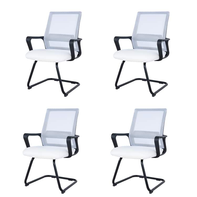 Waiting room chair set of 6 | Reception chair | Office chair | Office visitor chair | Comfortable office seating set -  Reception chair | Office chair | Office visitor chair | Comfortable office seating set|White/set-4/Mesh