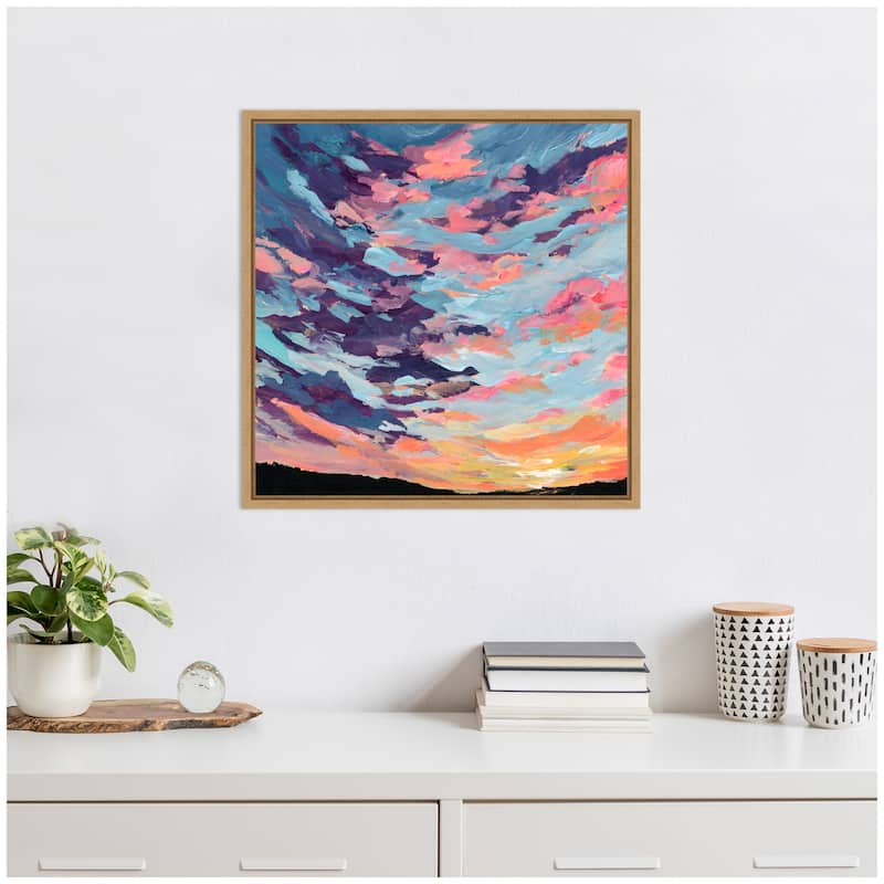 Kate and Laurel Sylvie Sunset Study Framed Canvas by Emily Kenney