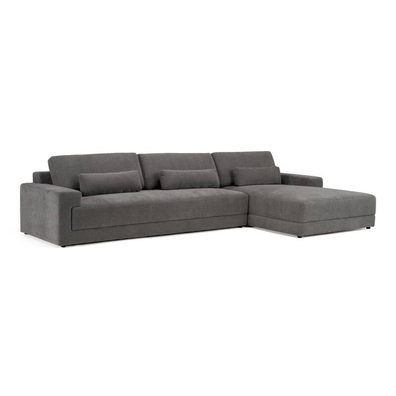 Divani Casa Loki Modern Grey Fabric Right Facing Sectional Sofa