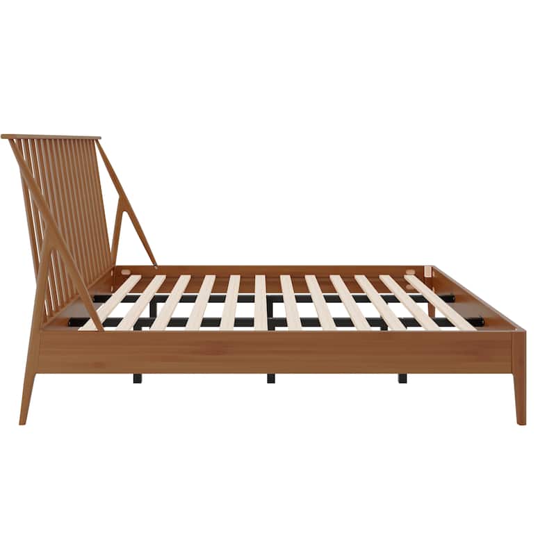 Modern Boho Bamboo Bed Frame with Metal Support by Harper&Bright Designs