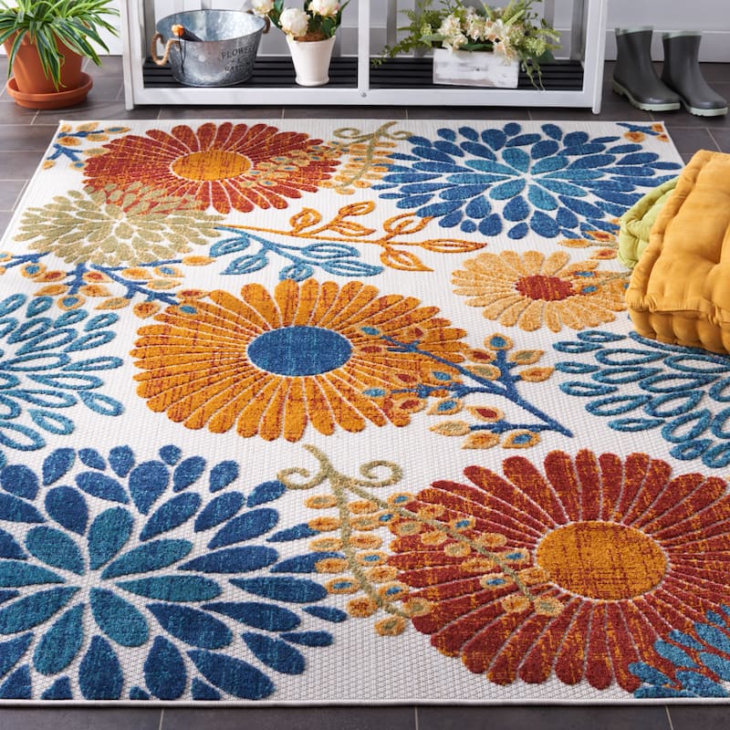 SAFAVIEH Cabana Hillechien Indoor/ Outdoor Waterproof Patio Floral Rug