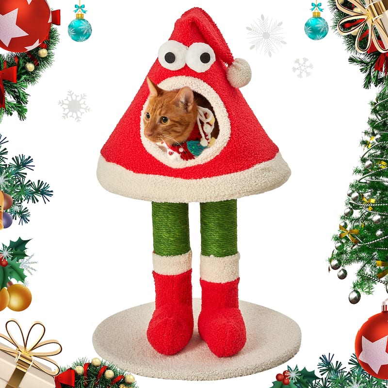 Christmas Cat Tree Tower for Indoor Cats - Red