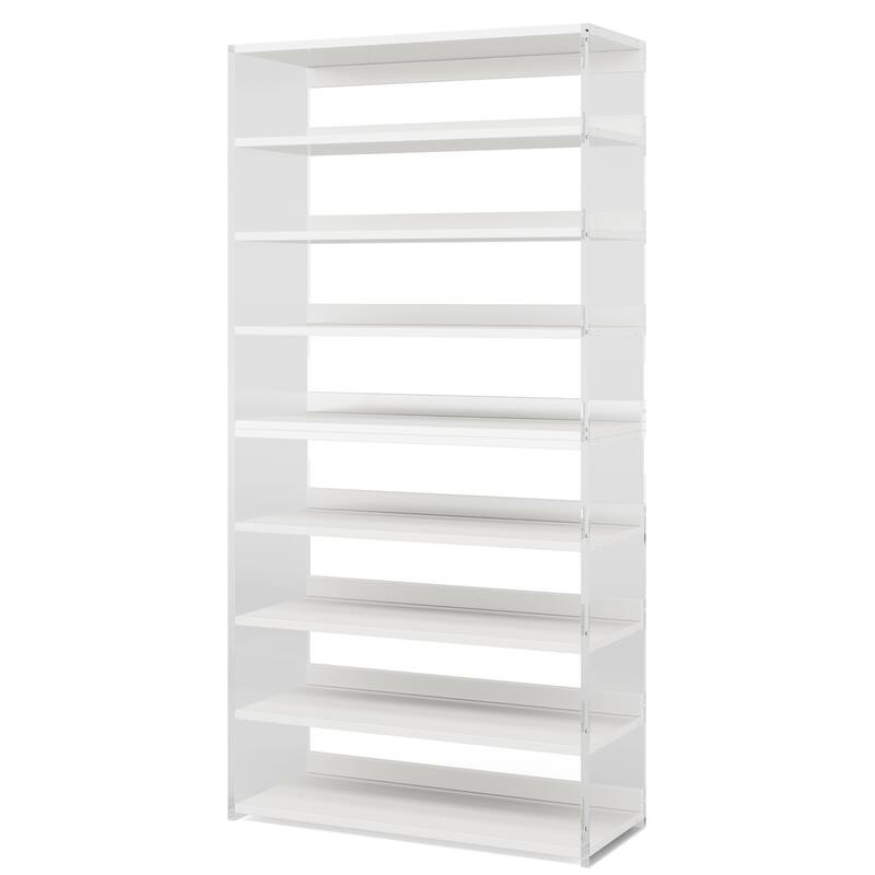 8-Tier Shoe Rack with Wood Shelves, Shoe Organizer Display Storage Shelf for Home, Space-Saving