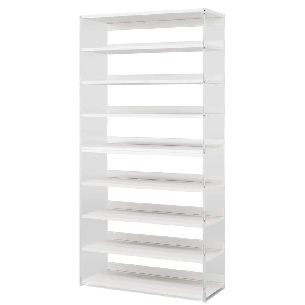 9-Tier Wood Shoe Storage Rack with Acrylic Side for Entryway