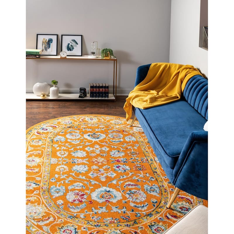 Traditional Taylor Collection Area Rug - Orange - 7'10"x10' Oval