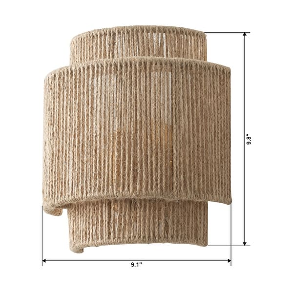 Farmhouse Hemp Rope 1-Light Dimmable Wall Sconce for Living Room