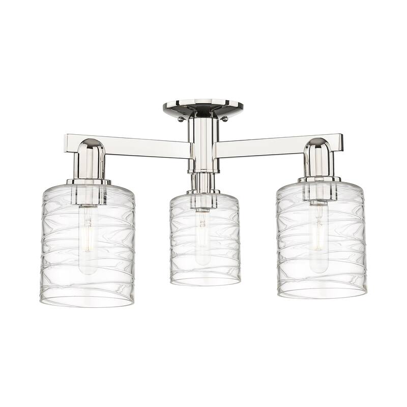 Innovations Lighting Endless Possibilities Arcadia - Cobbleskill - 3 Light 23" Semi-Flush Mount - Deco Swirl/Polished Nickel