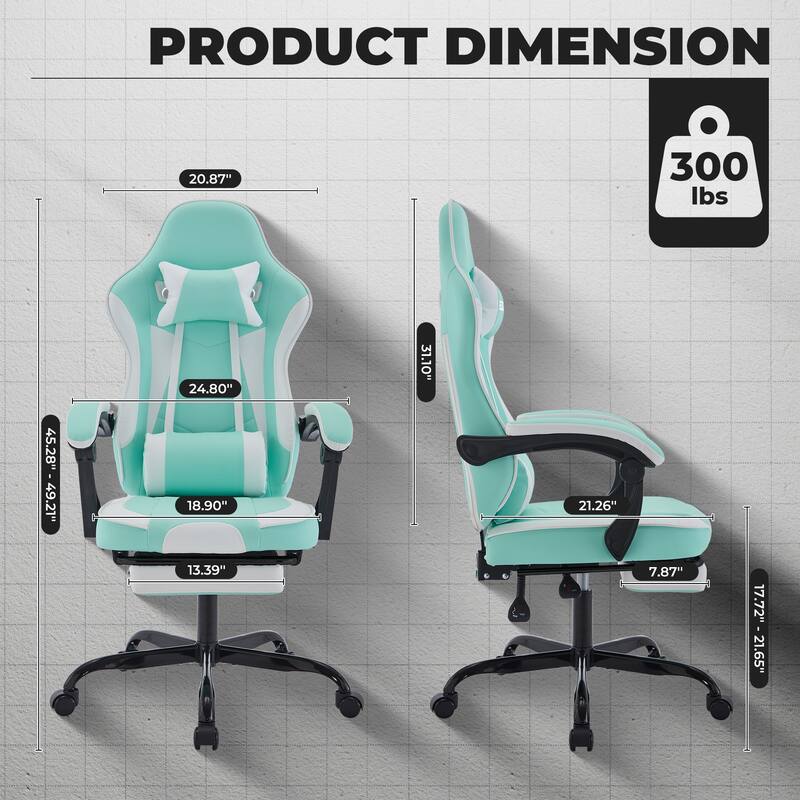 Gaming Chair, Ergonomic Computer Chair Height Adjustable Swivel Video Game Chair for Adults, 300lb Max