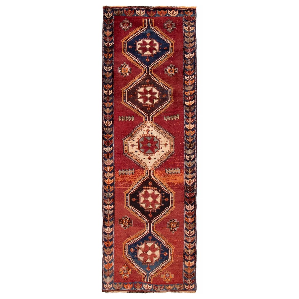 ECARPETGALLERY Hand-knotted Melis Vintage Red Wool Rug - 3'8 x 11'5