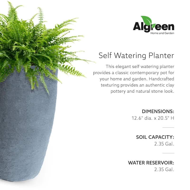 Algreen Products 87303 Athena 20.5" Self-Watering Flower Pot & Planter, Charcoal - 7.7
