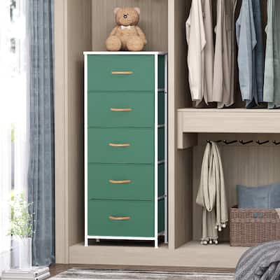 Home Bedroom Furniture 5-drawer Chest Vertical Storage Tower - Fabric Dresser