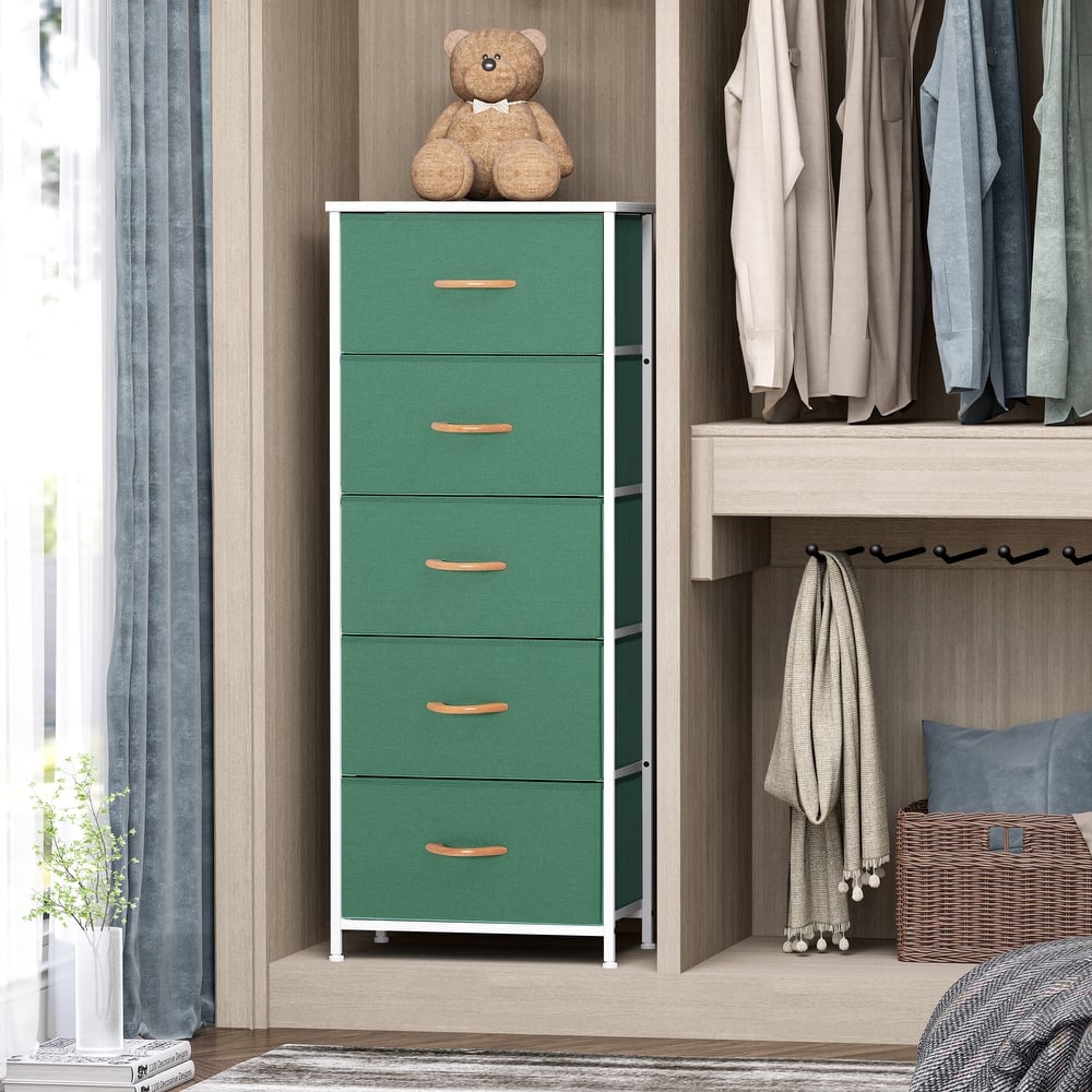 Home Bedroom Furniture 5-drawer Chest Vertical Storage Tower - Fabric Dresser