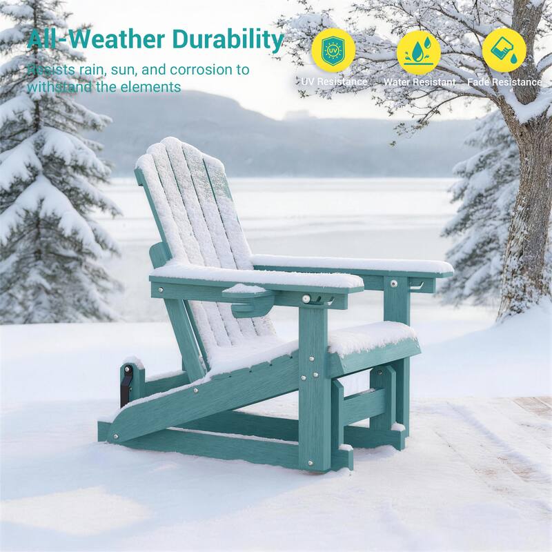Glider Adirondack Chair 3-Position Adjustable, HDPE Wood-Like Texture