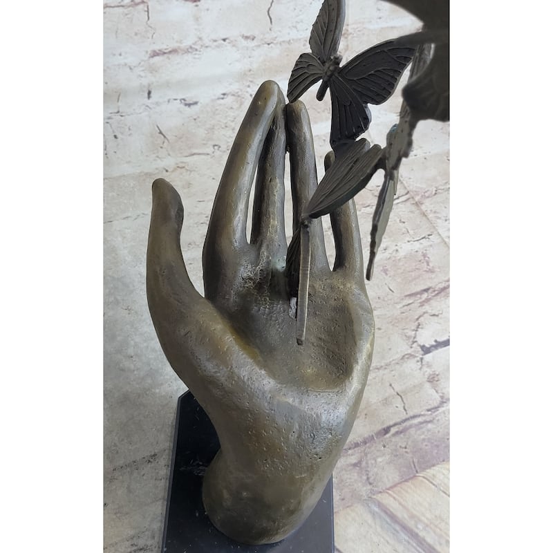 Butterflies In Hand Abstract Bronze Statue Sculpture Original Surreal Art 12 Inches X 11 Inches
