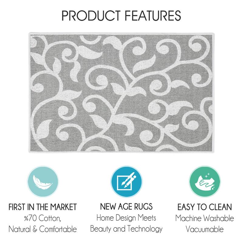 SussexHome Non-Skid Ultra-Thin Area Rugs for Laundry Room, Entryway, Bathroom and Kitchen - Washable Multipurpose Floor Mat