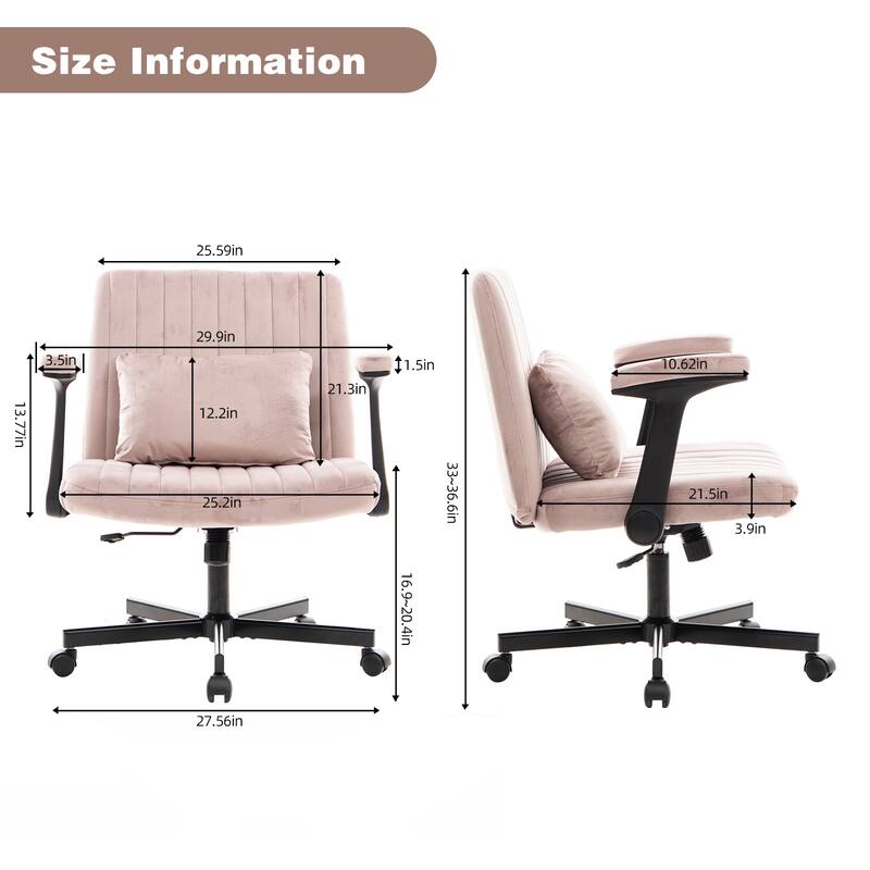 Linen Criss Cross Armrest Office Chair with Wheels - Ergonomic for Home Office, Work & Study