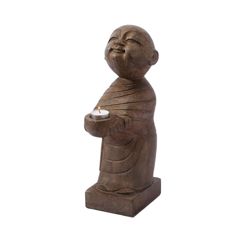 Artissance 16" H Brown Marble Bluestone Standing Buddha Candle Holder - N/A - Brown