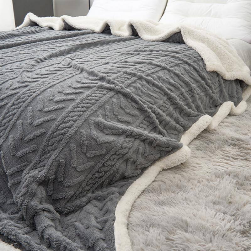 Berber Fleece Solid Throw Blanket, Thick and Warm Blanket for Winter