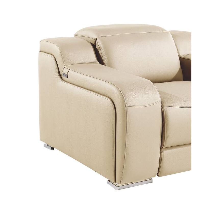 HomeRoots 41" Beige Italian Leather Wall Hugger Recliner With USB