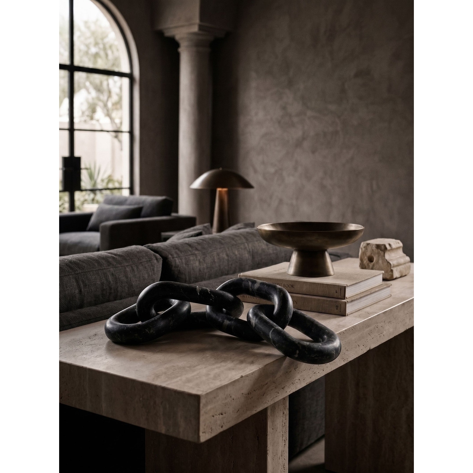 Eternity Marble Link Chain Sculpture Midnight Black