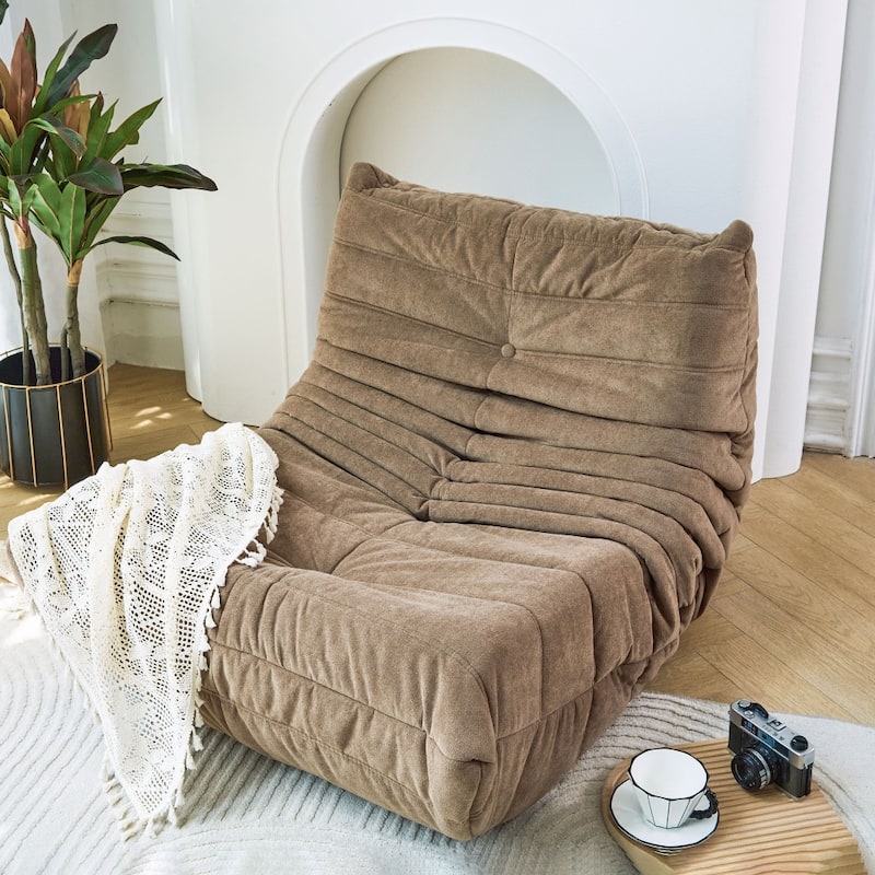 35.4 in.W Floor sofa Bean Bag Chair Fireside Bean Bag Lounger - Matte Brown