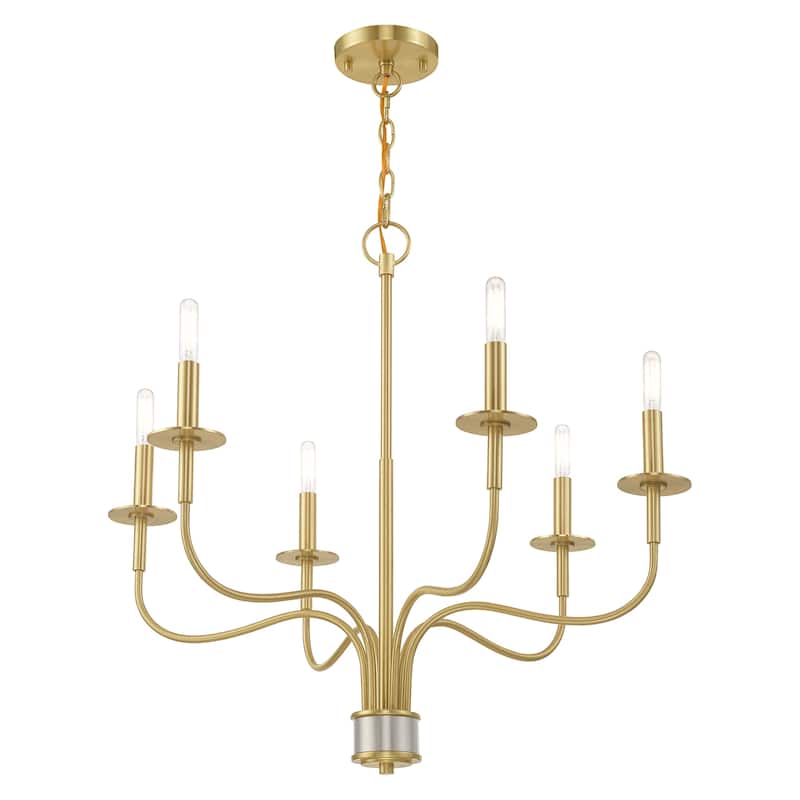 Livex Lighting 6-light Satin Brass Mini Chandelier, 51326-12 - 26"Dia. x 25"H