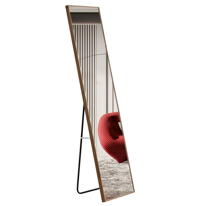 Roomfitters Full-Length Mirror with Natural Solid Wood Frame, 65"x23" Wall-Mounted or Floor Standing Dressing Mirror, Natural