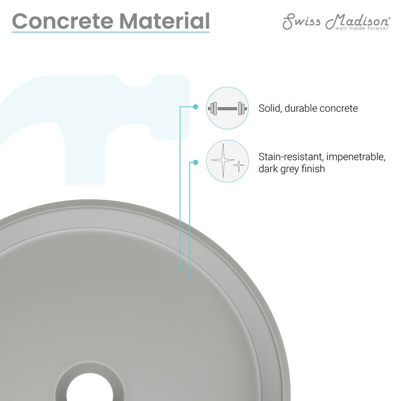 Lisse 14.5” Round Concrete Vessel Bathroom Sink in Dark Grey