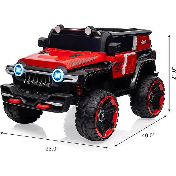 dimension image slide 4 of 5, 2 Seater Ride On Car with Remote Control, 4WD Off-Road Truck 12V Electric Battery Powered Ride On Toys