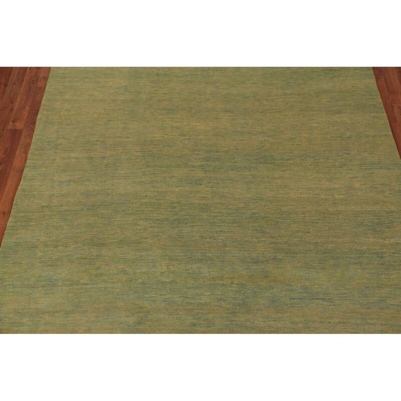 Green & Yellow Gabbeh Modern Area Rug Handmade Wool Carpet - 6'4" x 9'7"