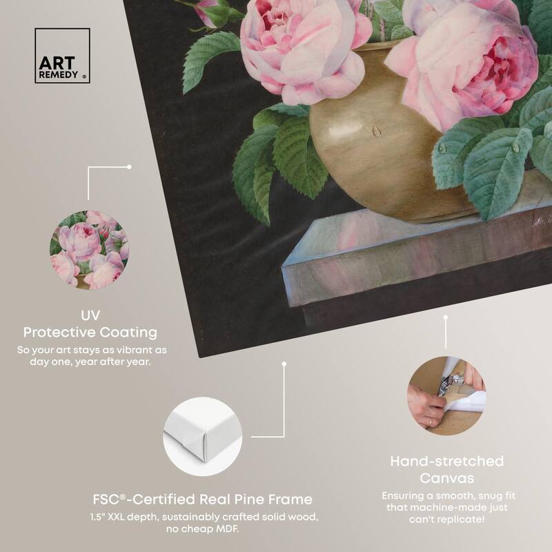 Pink Roses in a Vase Canvas by Art Remedy, Gallery Wrapped