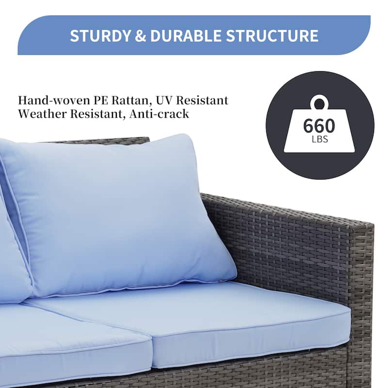 Ainfox Outdoor Patio Sofa Set Sectional Wicker Sofa Patio Furniture Rattan sofa