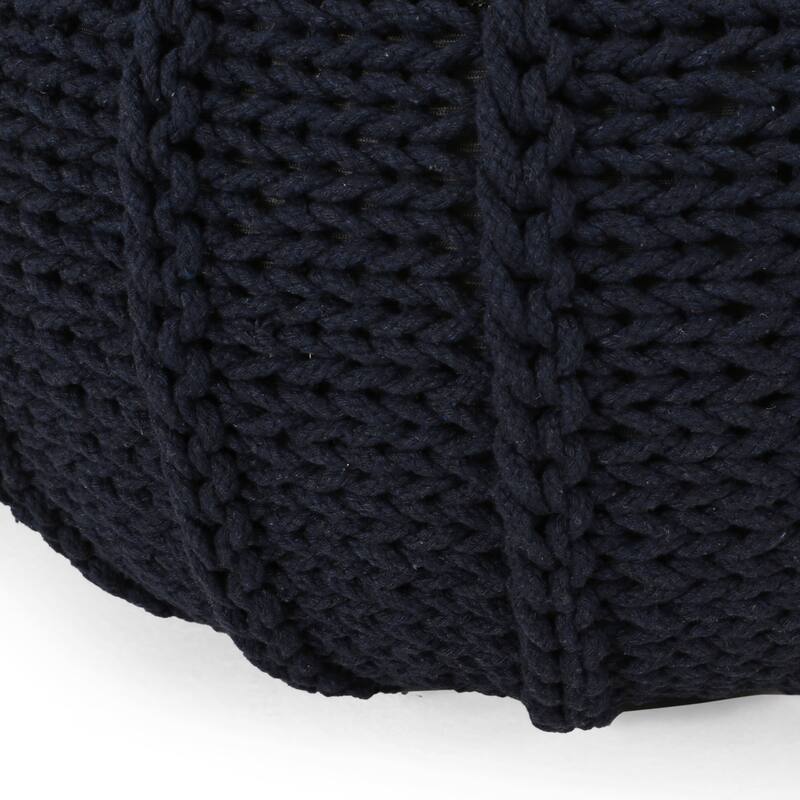 Bordeaux Knitted Cotton Round Pouf,Comfortable choice, multiple functions, classic design, and cozy cornersCoral