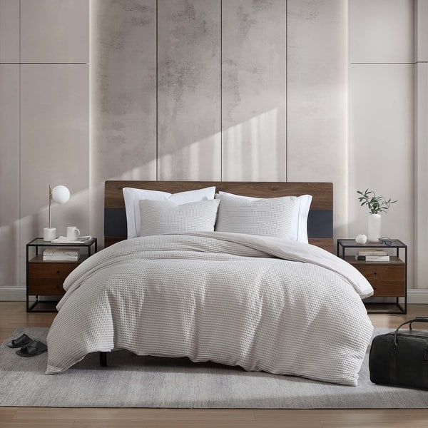 Kenneth Cole Solid Waffle Duvet Cover Set