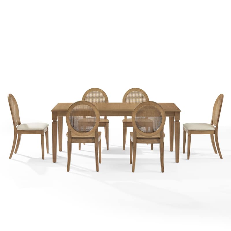 Crosley Katia 7Pc Dining Set With Cane-Back Upholstered Chairs