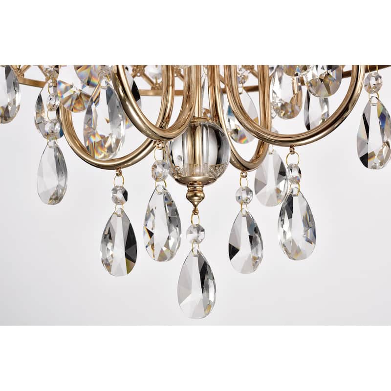 Round Beaded Drum Chandelier with Hanging Crystals