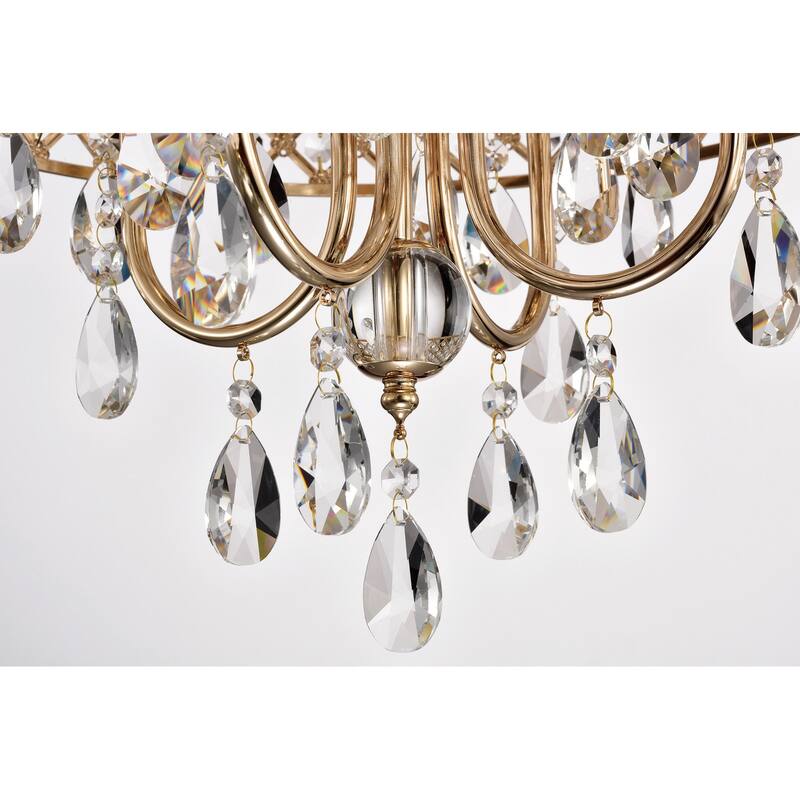 Round Beaded Drum Chandelier with Hanging Crystals
