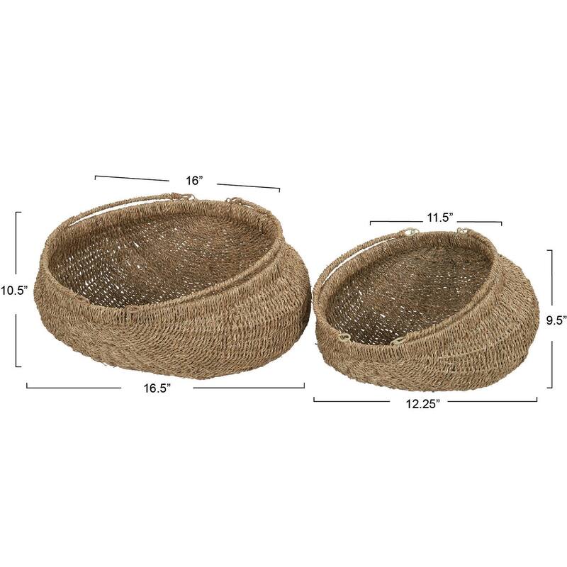 Household Essentials Decorative Seagrass Baskets with Handles