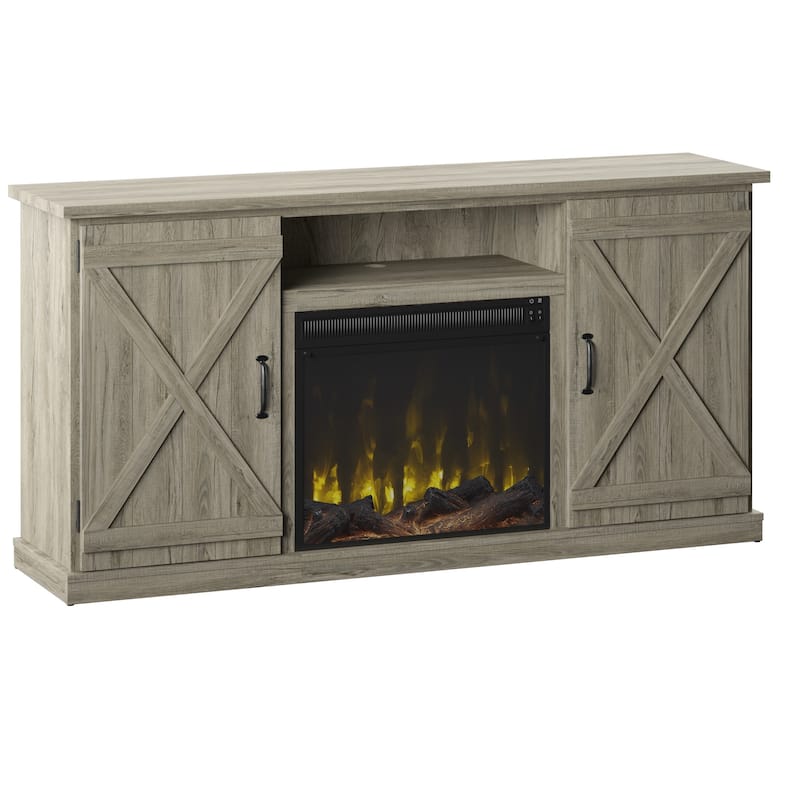 Modern Farmhouse TV Stand for TVs up to 70" with Electric Fireplace
