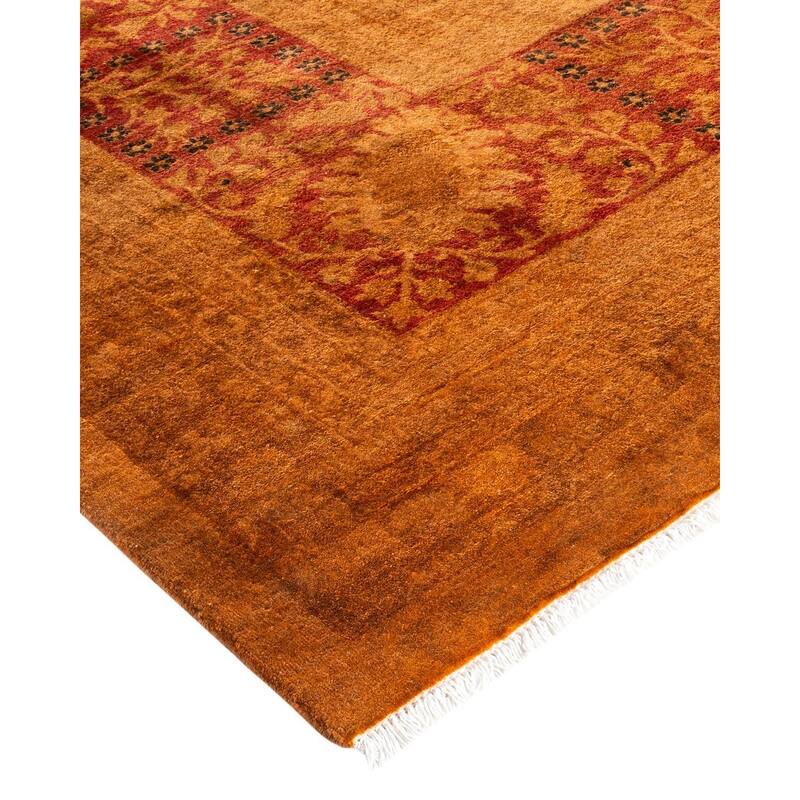 Overton Handknotted Wool Vintage Inspired Contemporary Overdyed Yellow Area Rug - 16' 0" x 12' 4"
