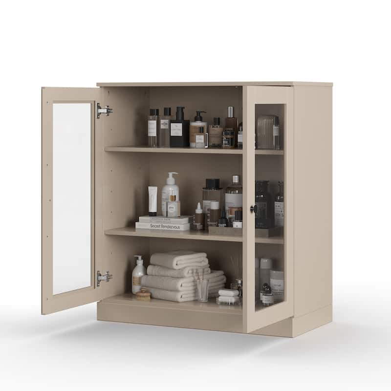 Palace Imports 100% Solid Wood 32" Bathroom Cabinet with Clear Glass Doors and Adjustable Shelves