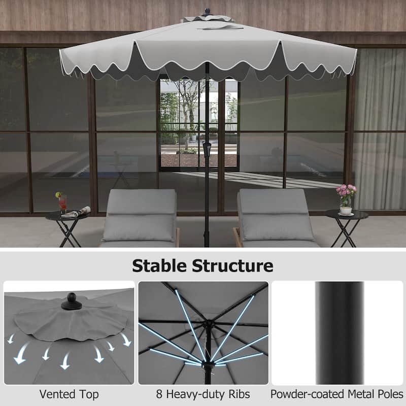 Costway 9 FT Patio Umbrella 2-Tier Market Table Umbrella with